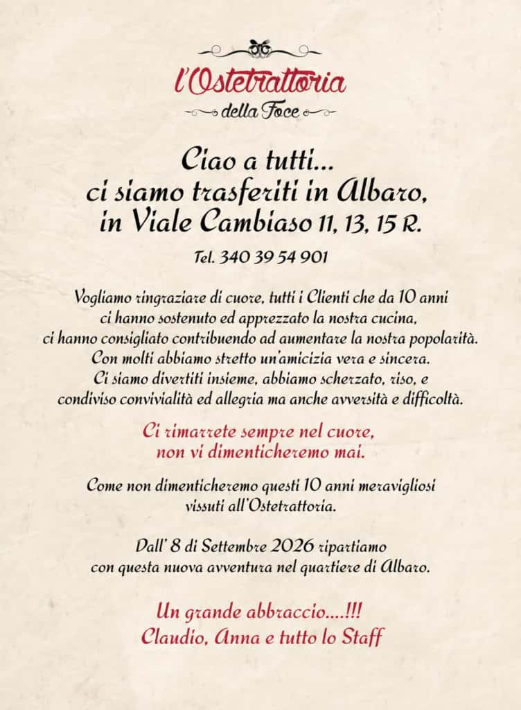 Ostetrattoria - Ristorante a Genova